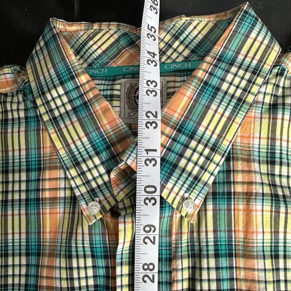 Cinch | Men's XXL | Green Orange Blue |Plaid | Western Shirt | button down | - Picture 4 of 12